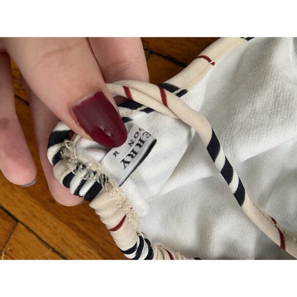 Burberry London Y2K Striped Triangle Halter Bikini Top Cream M - Picture 5 of 7